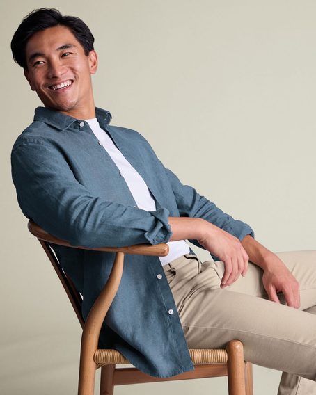 Charles Tyrwhitt Pure Linen Shirt — Airforce Blue