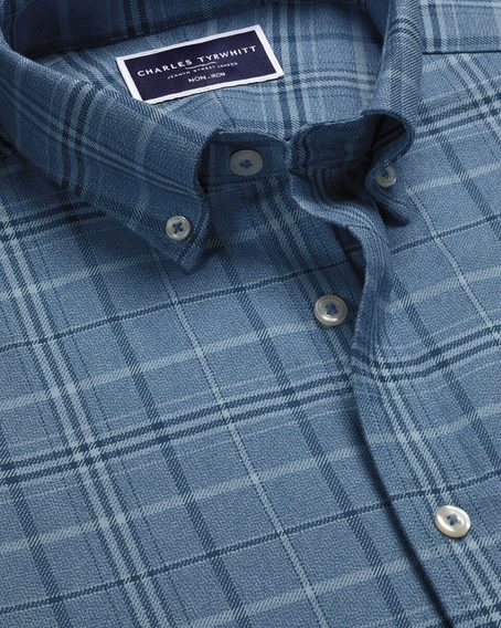 Charles Tyrwhitt Non-Iron Twill Plaid Check Shirt — Indigo Blue