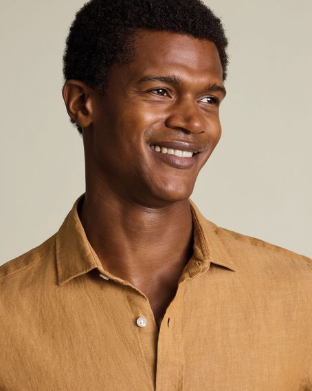 Charles Tyrwhitt Pure Linen Shirt — Gold