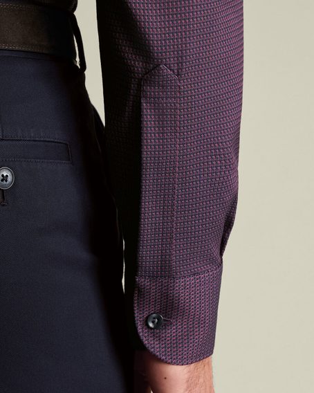 Charles Tyrwhitt Non-Iron Stretch Texture Shirt – Burgundy Red