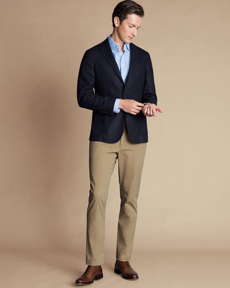 Charles Tyrwhitt Unstructured Wool Twill Jacket — Navy