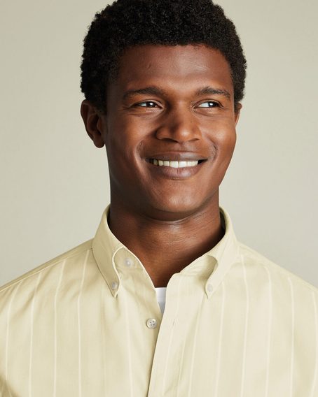 Charles Tyrwhitt Non-Iron Stretch Poplin Slub Shirt —Yellow