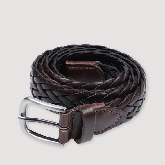 Brooksfield Leather Wowen Belt — Brown