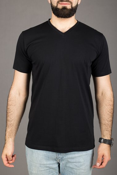 Tricou perfect John & Paul - negru (V-neck)