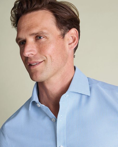 Non-Iron Charles Tyrwhitt Stretch Burlington Weave Shirt — Cornflower Blue
