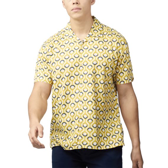 Ben Sherman — Retro Geo Print Shirt — Sunflower
