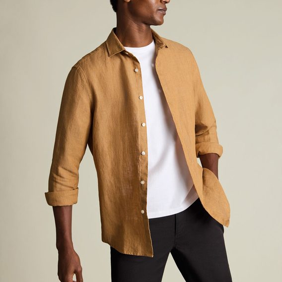 Charles Tyrwhitt Pure Linen Shirt — Gold