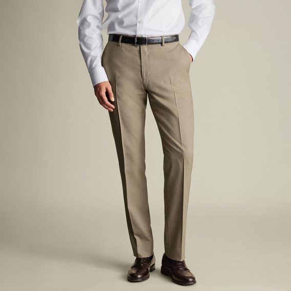 Charles Tyrwhitt Ultimate Performance Sharkskin Suit Trousers — Taupe