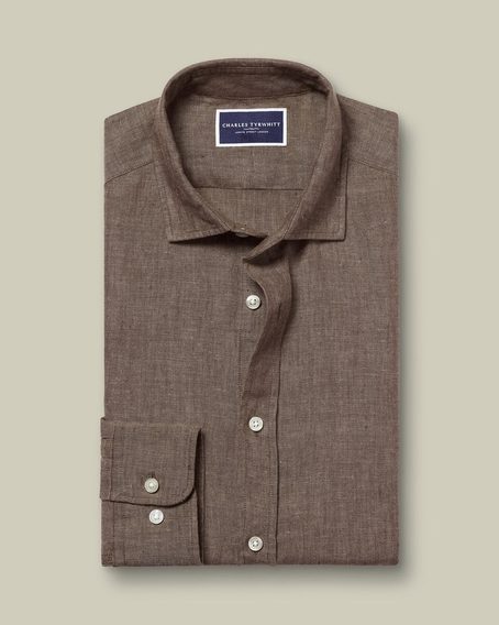 Charles Tyrwhitt Pure Linen Shirt — Mocha