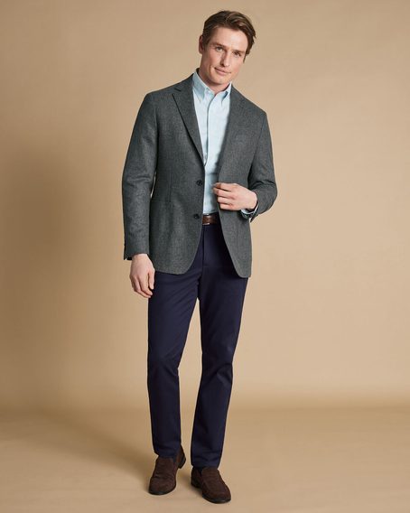 Charles Tyrwhitt Unstructured Wool Twill Jacket — Grey