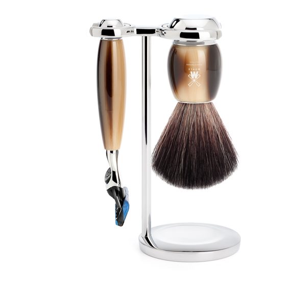 Mühle VIVO Shaving Set — Fusion™, Black Fibre, Horn Brown Resin