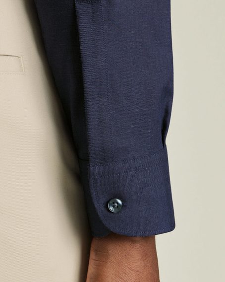 Charles Tyrwhitt Non-Iron Cotton Linen Shirt — Ink Blue