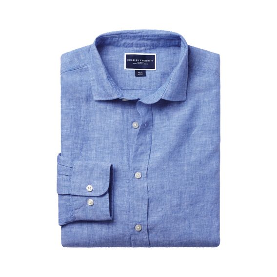 Charles Tyrwhitt Pure Linen Shirt — Cobalt Blue