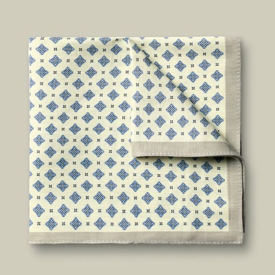 Charles Tyrwhitt Linen/Silk Geo Print Pocket Square — Lemon