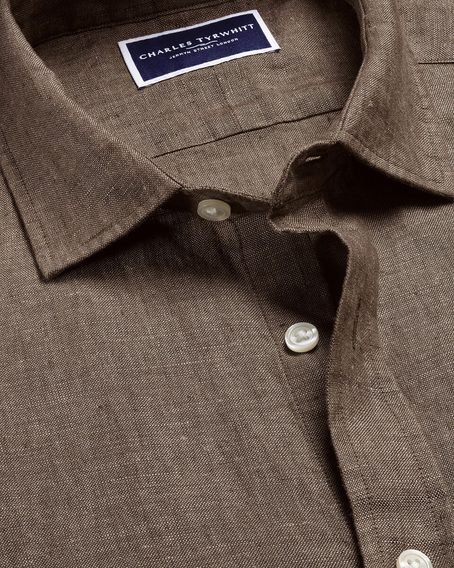 Charles Tyrwhitt Pure Linen Shirt — Mocha