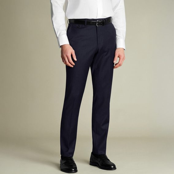 Charles Tyrwhitt Wool Stretch Trousers — Navy
