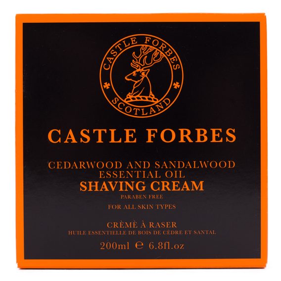Cremă pentru bărbierit Castle Forbes - Cedarwood & Sandalwood (200 ml)