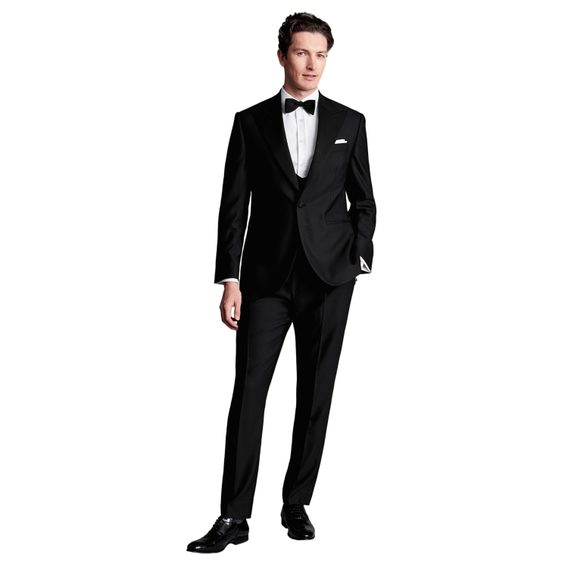 Charles Tyrwhitt Tuxedo Double Breasted Vest — Black