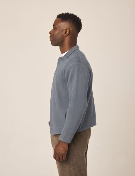 Peregrine Compton Knitted Shirt — Washed Denim