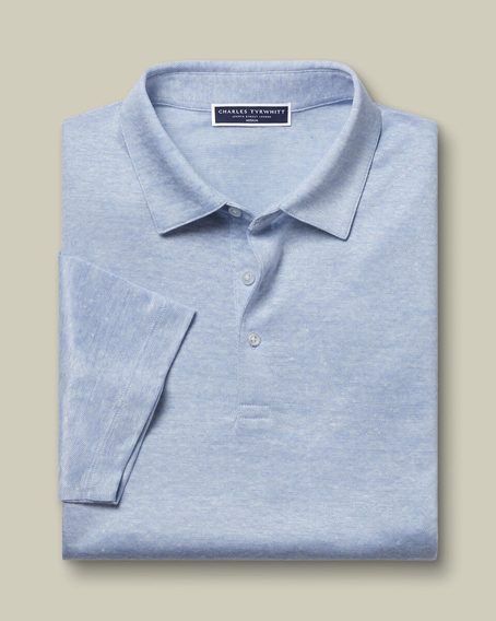 Charles Tyrwhitt Pure Linen Polo — Sky Blue