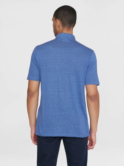 KnowledgeCotton Apparel Linen Polo — Moonlight Blue