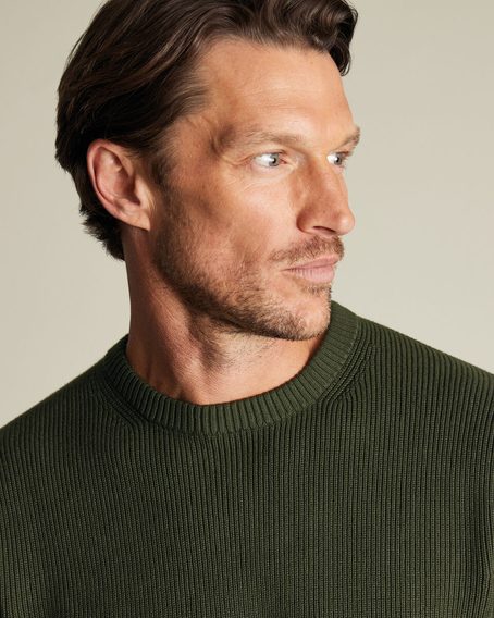 Charles Tyrwhitt Cotton Rib Crew Neck Jumper — Olive