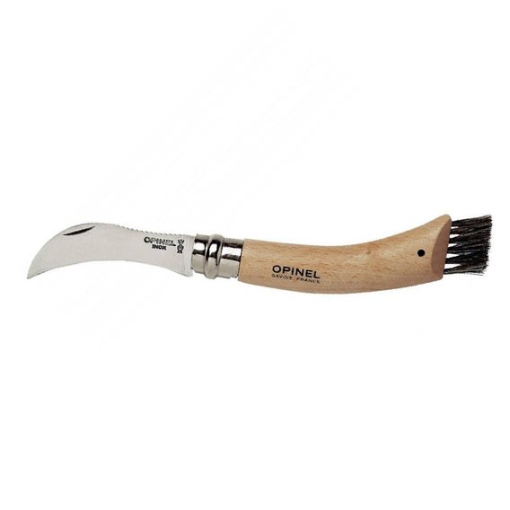 Cuțit pliabil pentru cules ciuperci Opinel VRI N°08 Inox cu mâner din lemn de fag (cu teacă și cutie de lemn)