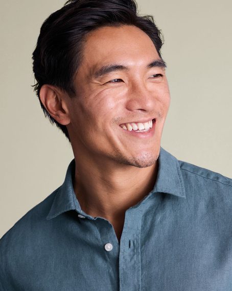 Charles Tyrwhitt Pure Linen Shirt — Airforce Blue