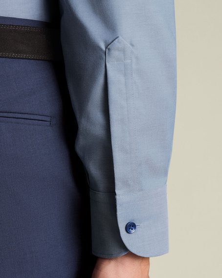 Charles Tyrwhitt Non-Iron Stretch Floral Printed Trim Shirt — Steel Blue