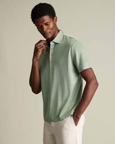 Charles Tyrwhitt Pure Linen Polo — Light Green