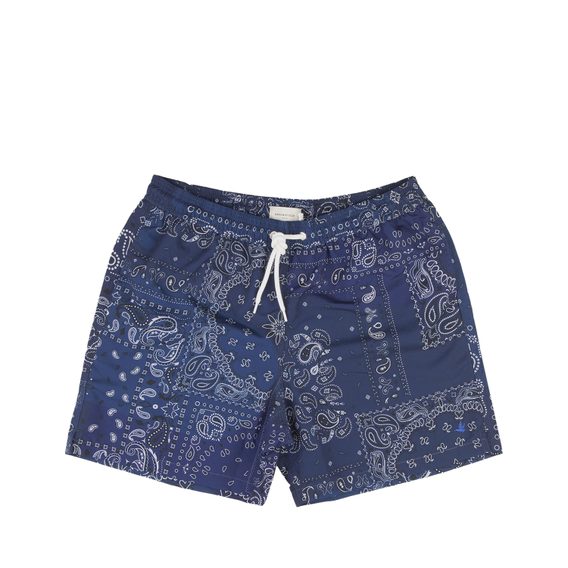 Brooksfield Paisley Print Swim Shorts — Blue