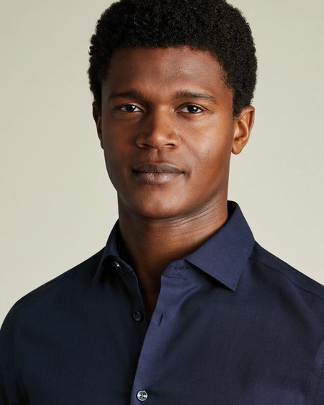 Charles Tyrwhitt Non-Iron Cotton Linen Shirt — Ink Blue