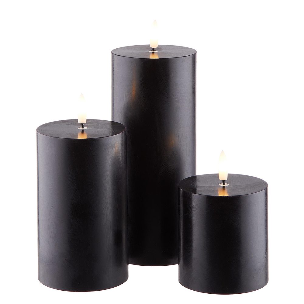 NORDIC LIGHT LED Sviečky 3 ks - čierna