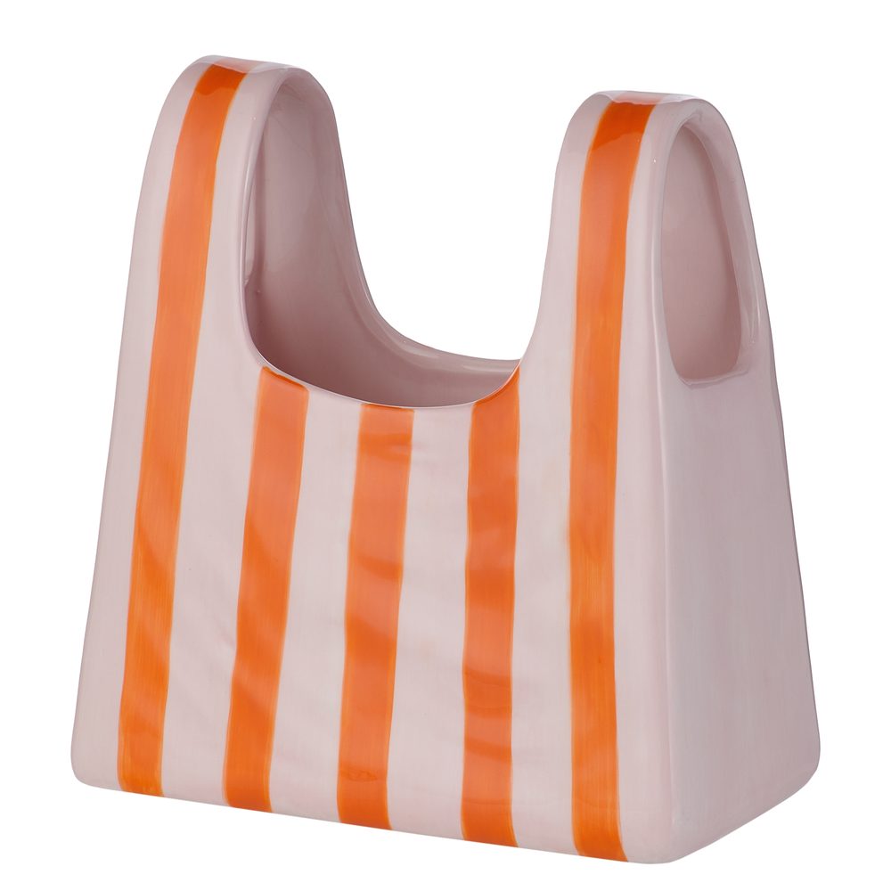 SHOPPING BAG Váza pruhy - oranžová