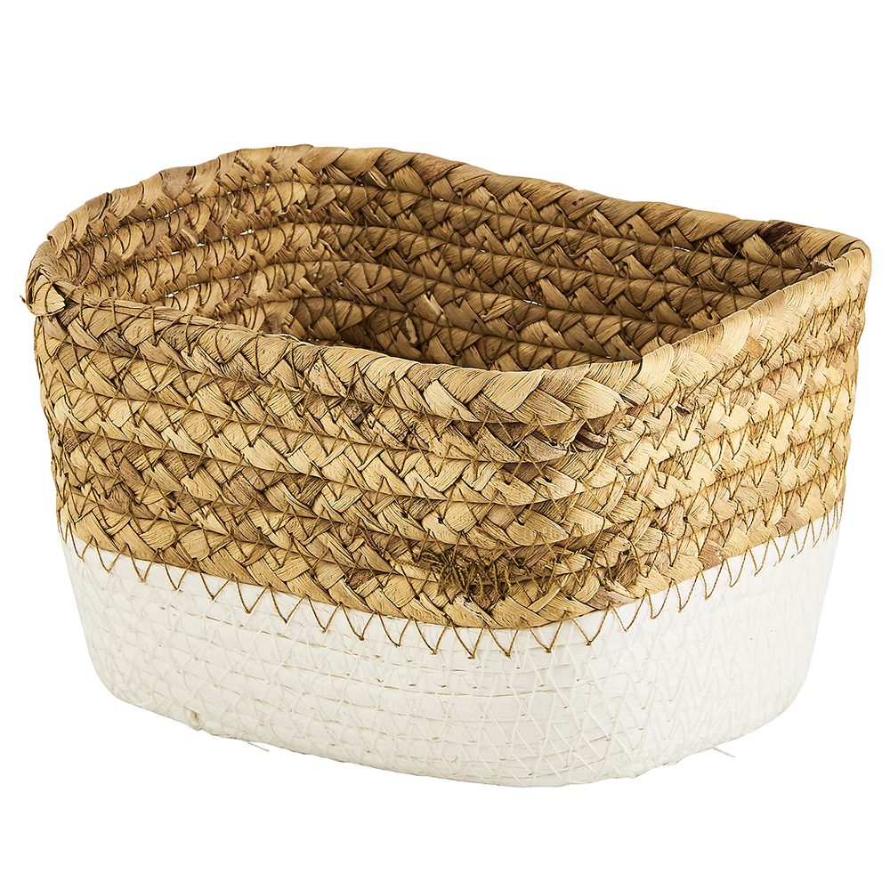 RUSH ROPE Odkládací kôš hranatý 17 cm - prírodná/biela