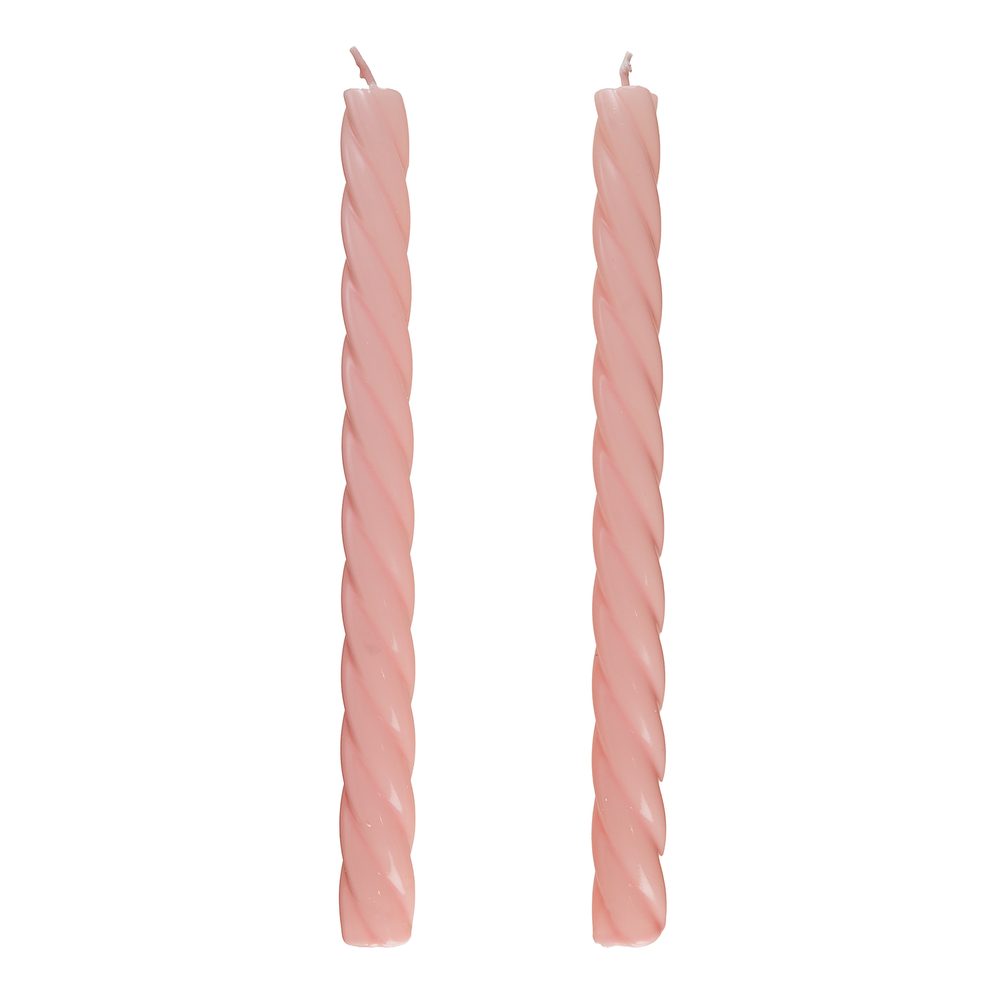 TWISTED Sada lesklých sviečok 2 ks 25,5 cm - sv. ružová