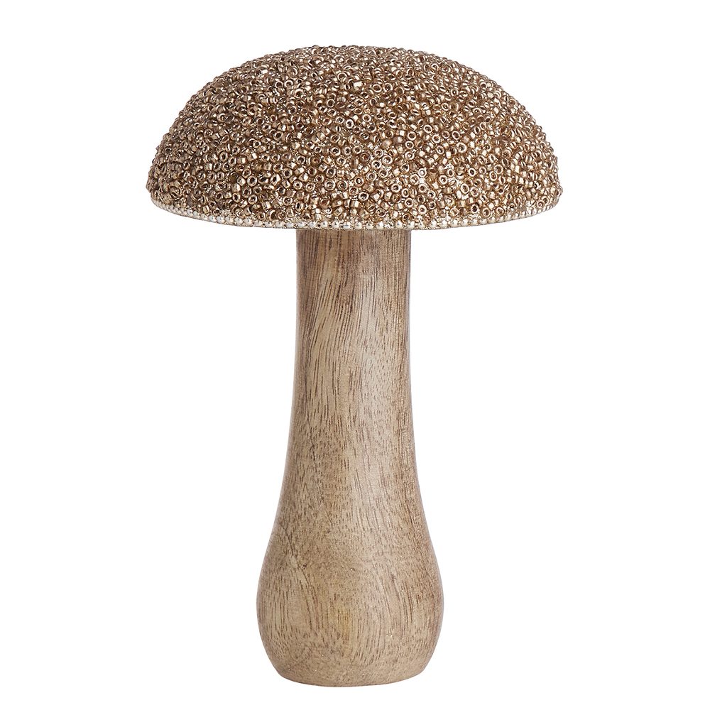 HARVEST LOVE Drevená huba s perličkami 15 cm