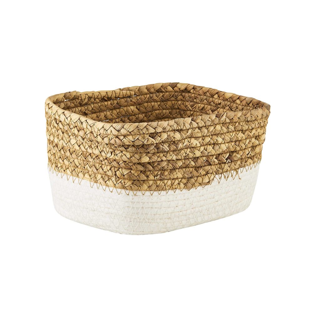 RUSH ROPE Odkládací kôš hranatý 20 cm - prírodná/biela