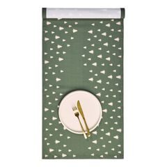 TREES Behúň na stôl 160 x 50 cm - tm. zelená