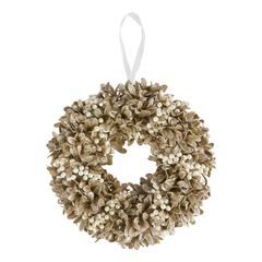 FLORISTA Veniec s perličkami trblietavý 33 cm - zlatá