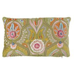 BOHEMIAN Vankúš 50 x 30 cm kvety - zelená