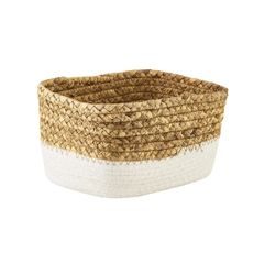 RUSH ROPE Odkládací kôš hranatý 20 cm - prírodná/biela