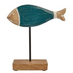 SEASIDE Drevená ryba - tyrkysová