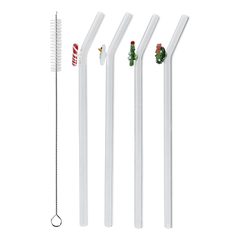 LONG DRINK Sklenené slamky s kefkou vianočný set 5 ks