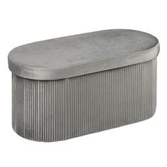 HACIENDA Skladací oválny box zamatový s vekom 80 cm - sv. sivá