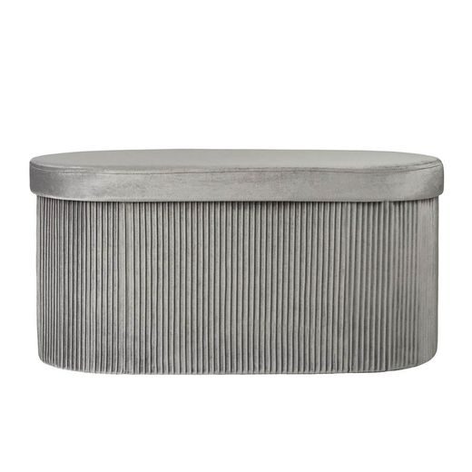 HACIENDA SKLADACÍ OVÁLNY BOX ZAMATOVÝ S VEKOM 80 CM - SV. SIVÁ