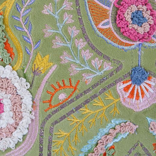 BOHEMIAN VANKÚŠ 50 X 30 CM KVETY - ZELENÁ