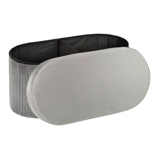 HACIENDA SKLADACÍ OVÁLNY BOX ZAMATOVÝ S VEKOM 80 CM - SV. SIVÁ