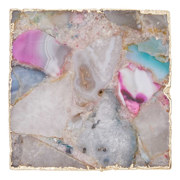 CRYSTAL PODTÁCKA Z DRAHÝCH KAMEŇOV ŠTVORCOVÁ 10 CM - MIX/ZLATÁ