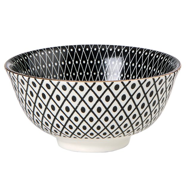 ORNAMENTS MISKA SO ZLATÝM OKRAJOM 240 ML - ČIERNA